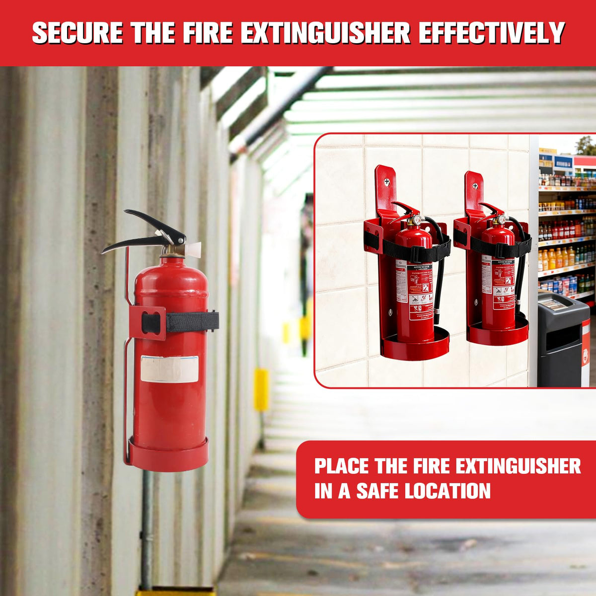 Fire Extinguisher Mount, 2.5LB Adjustable Straps Wall Hanging Holder 2Pcs E567