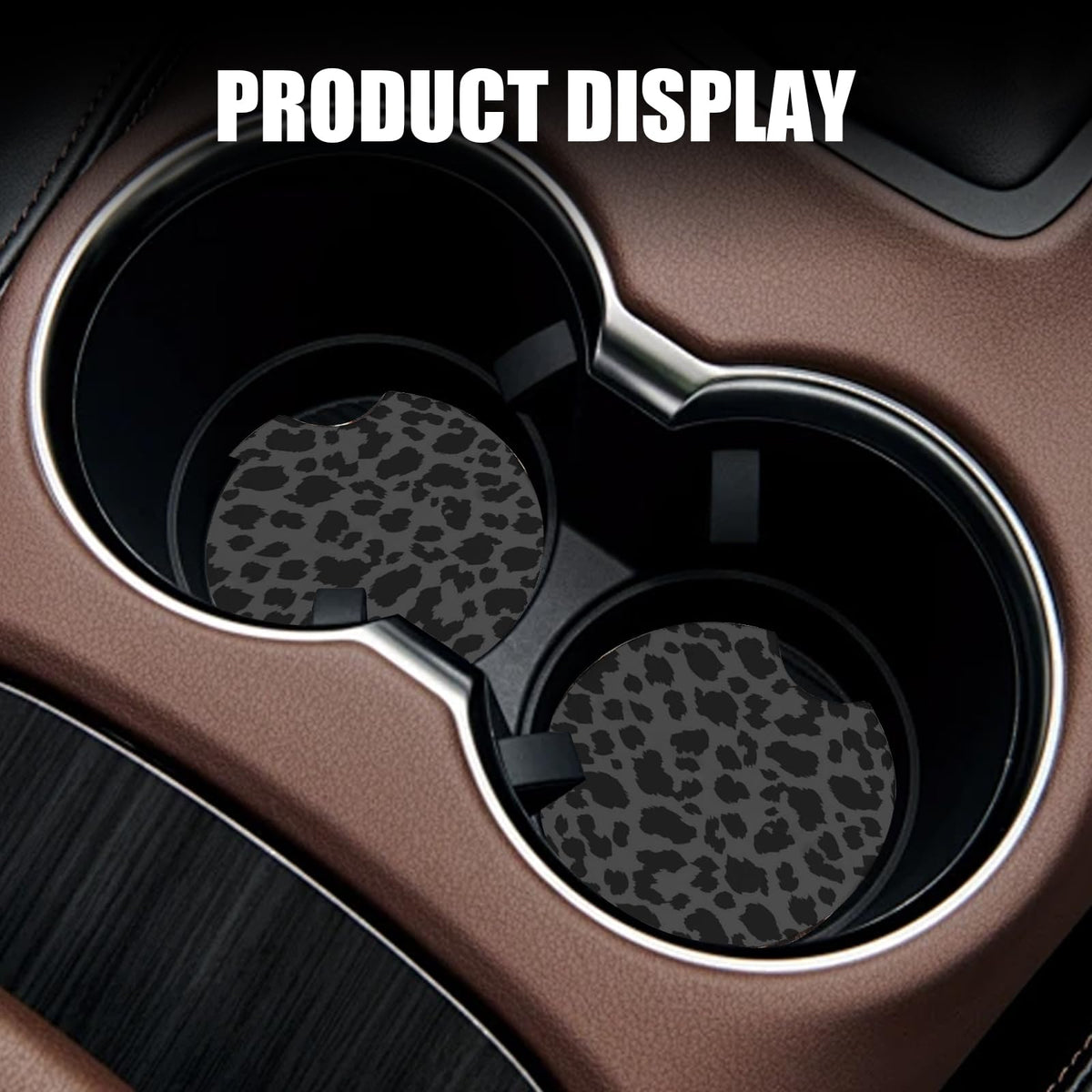 2 PCS Non-Slip Rubber Cheetah Print Car Cup Coasters M8888
