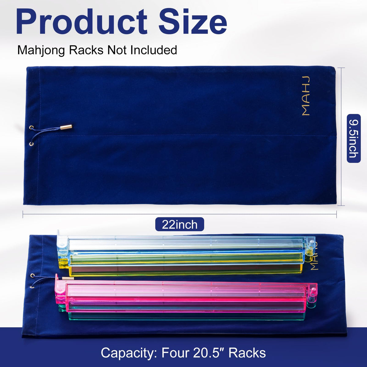 Blue Velvet Drawstring Storage Bag with 2 Compartments A66354