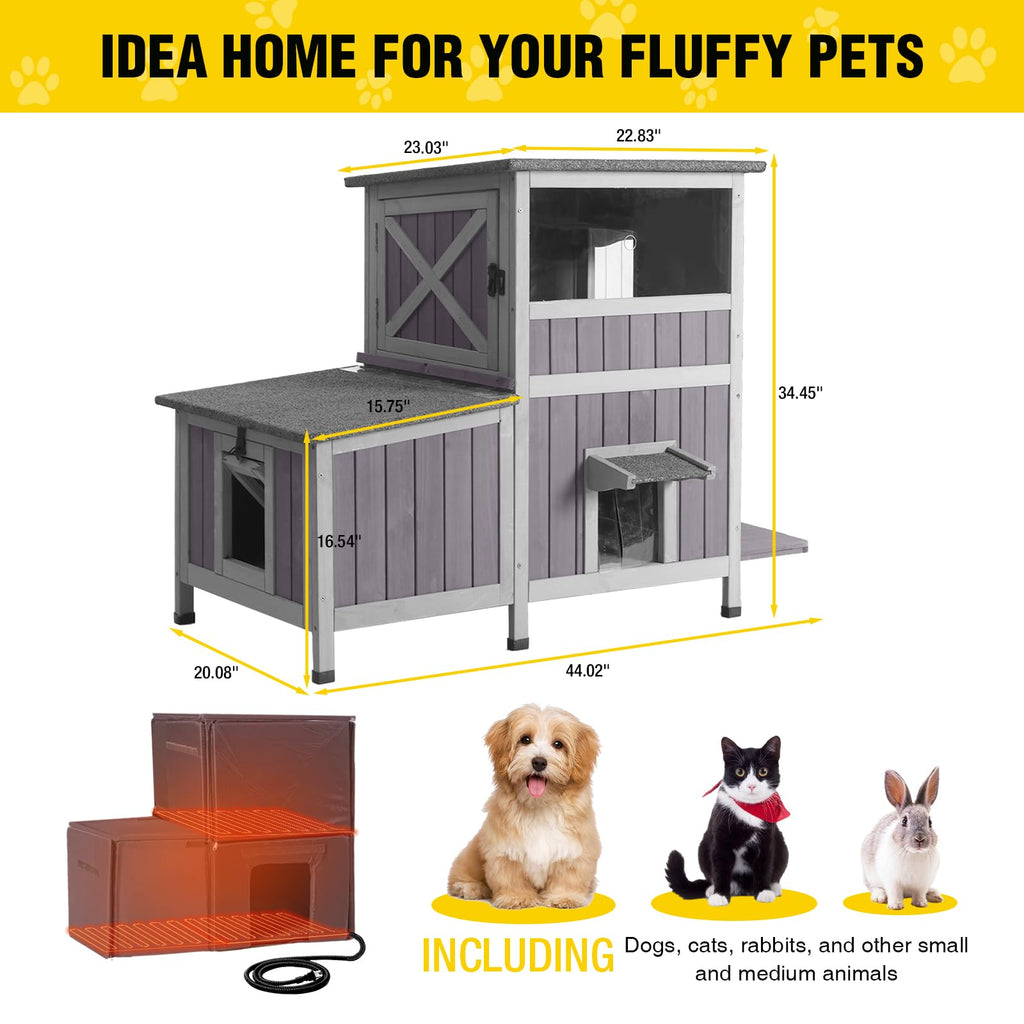 Heated Insulated Outdoor Cat House with Liner B540935