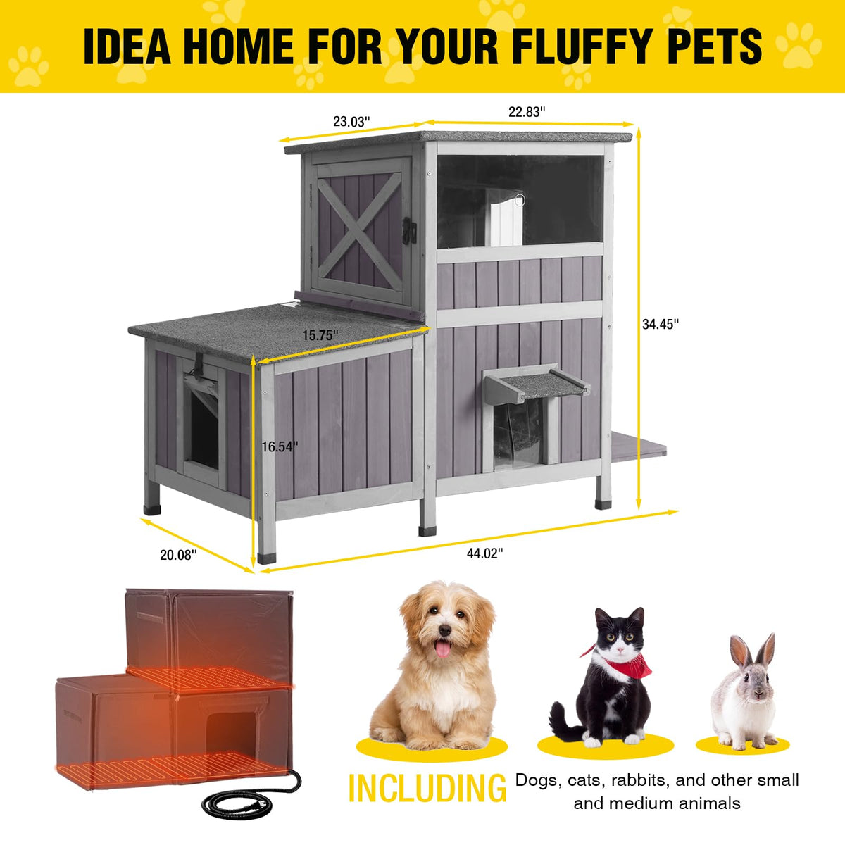 Heated Insulated Outdoor Cat House with Liner B540935