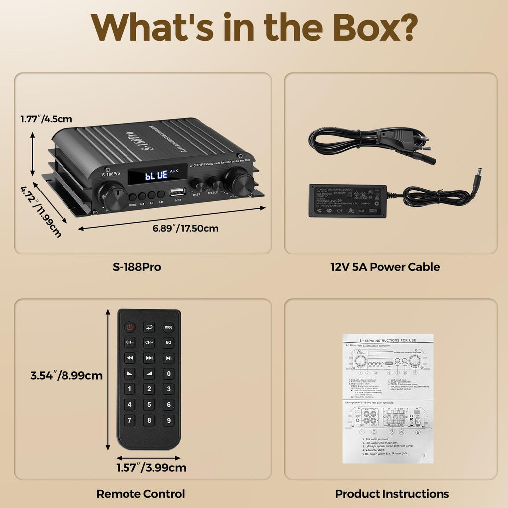 2.1 Channel Stereo Audio Amplifier Bluetooth 5.0 with Remote X100
