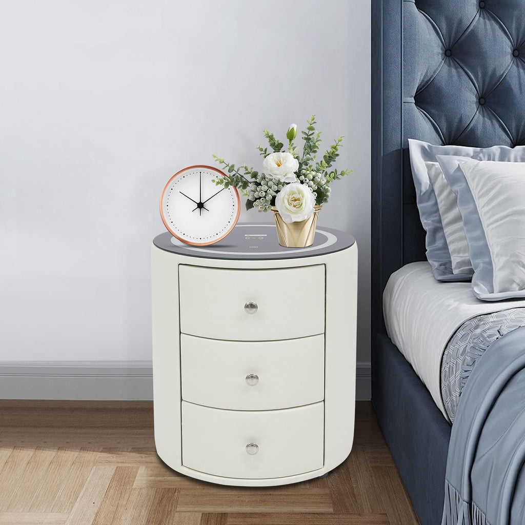 Smart Nightstand with Wireless Charging Station & LED Lights 3 Drawers G61780