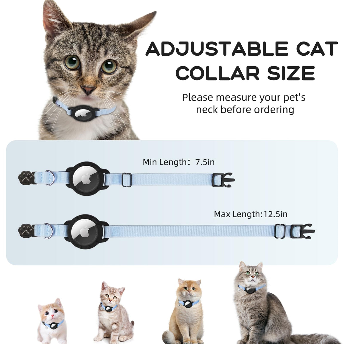 Cat Collar with AirTag Holder and Bell E31996