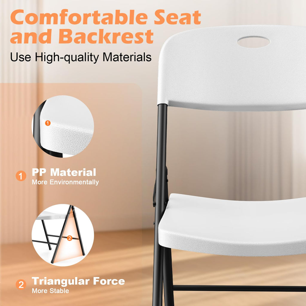 2 Pack White Plastic Folding Chairs N326586