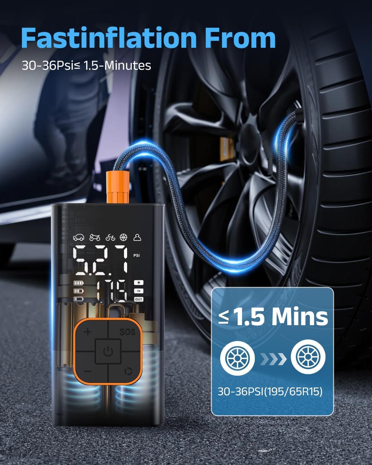 Portable Cordless Tire Inflator Air Compressor U848