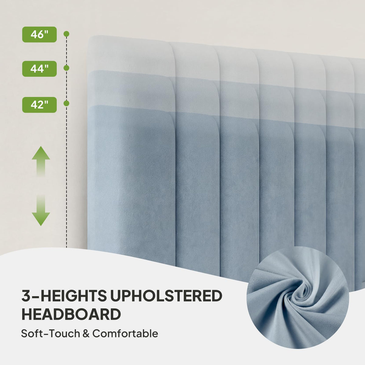 Full Size Blue Velvet Upholstered Bed Frame K778110