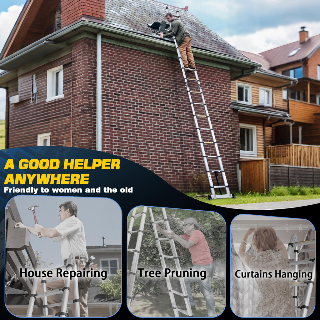 16.5FT Telescoping Ladder with Stabilizer Bar V752996