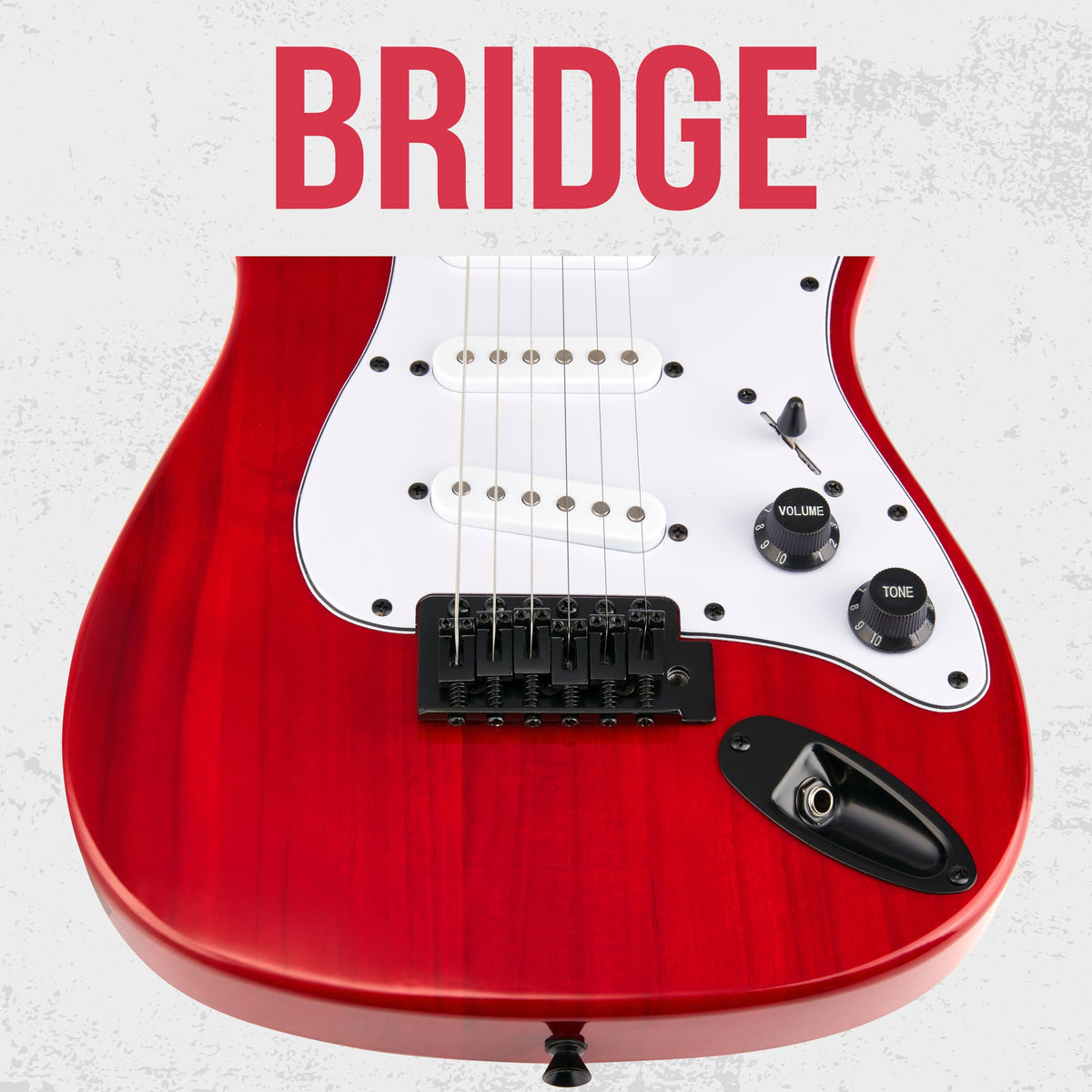 30” Electric Guitar Kit with Amp Cable, 6 Picks, Solid Wood Body, Red V172167