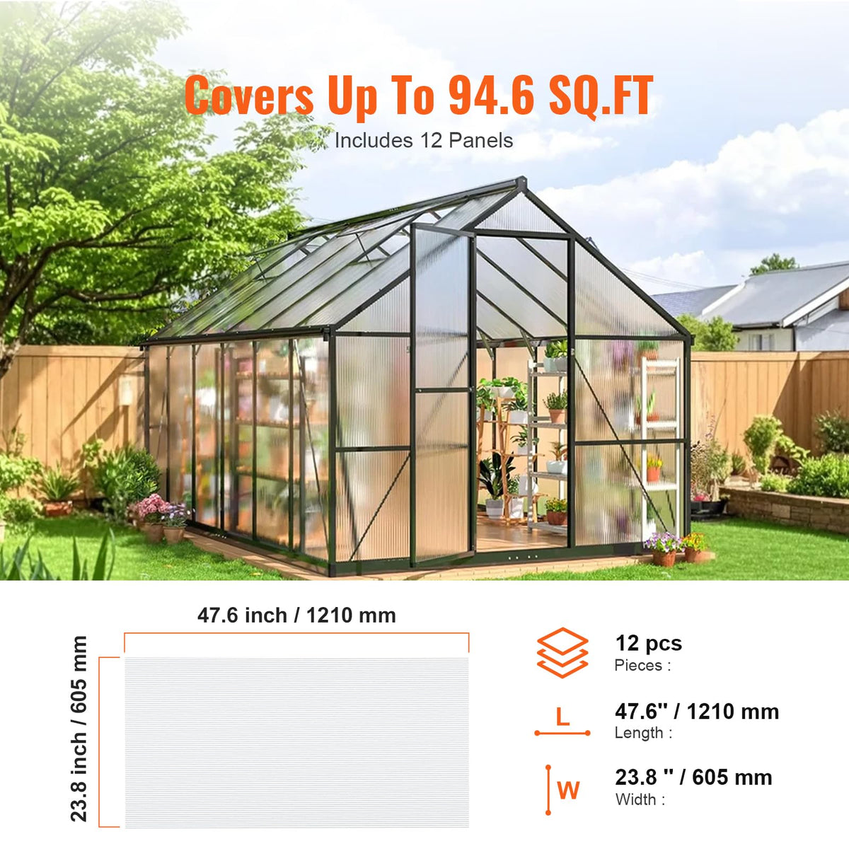 12 Pack Polycarbonate Greenhouse Panels L566490