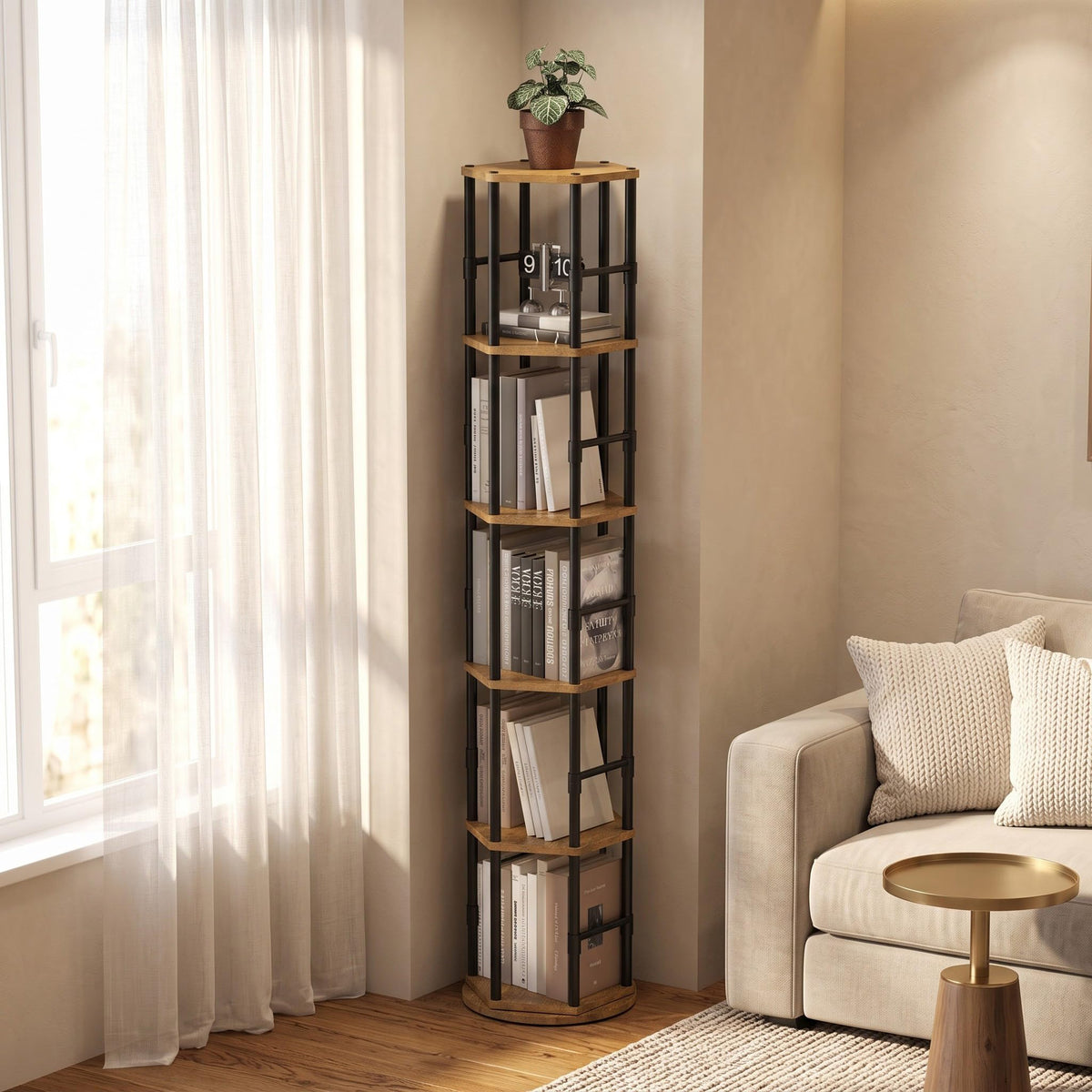 5-Tier Rotating Bookshelf Tower R833056