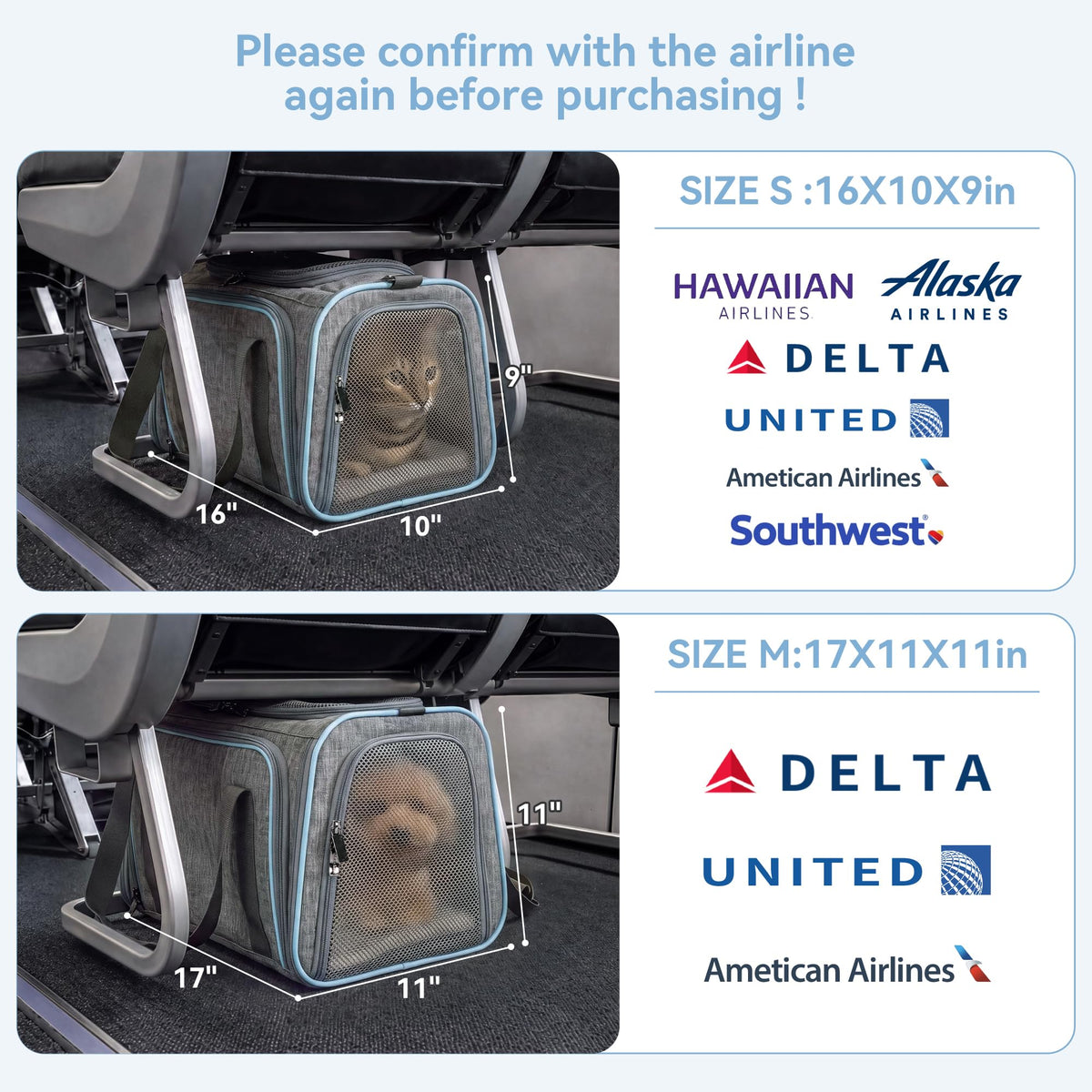 Small Double Expandable Cat Carrier L816