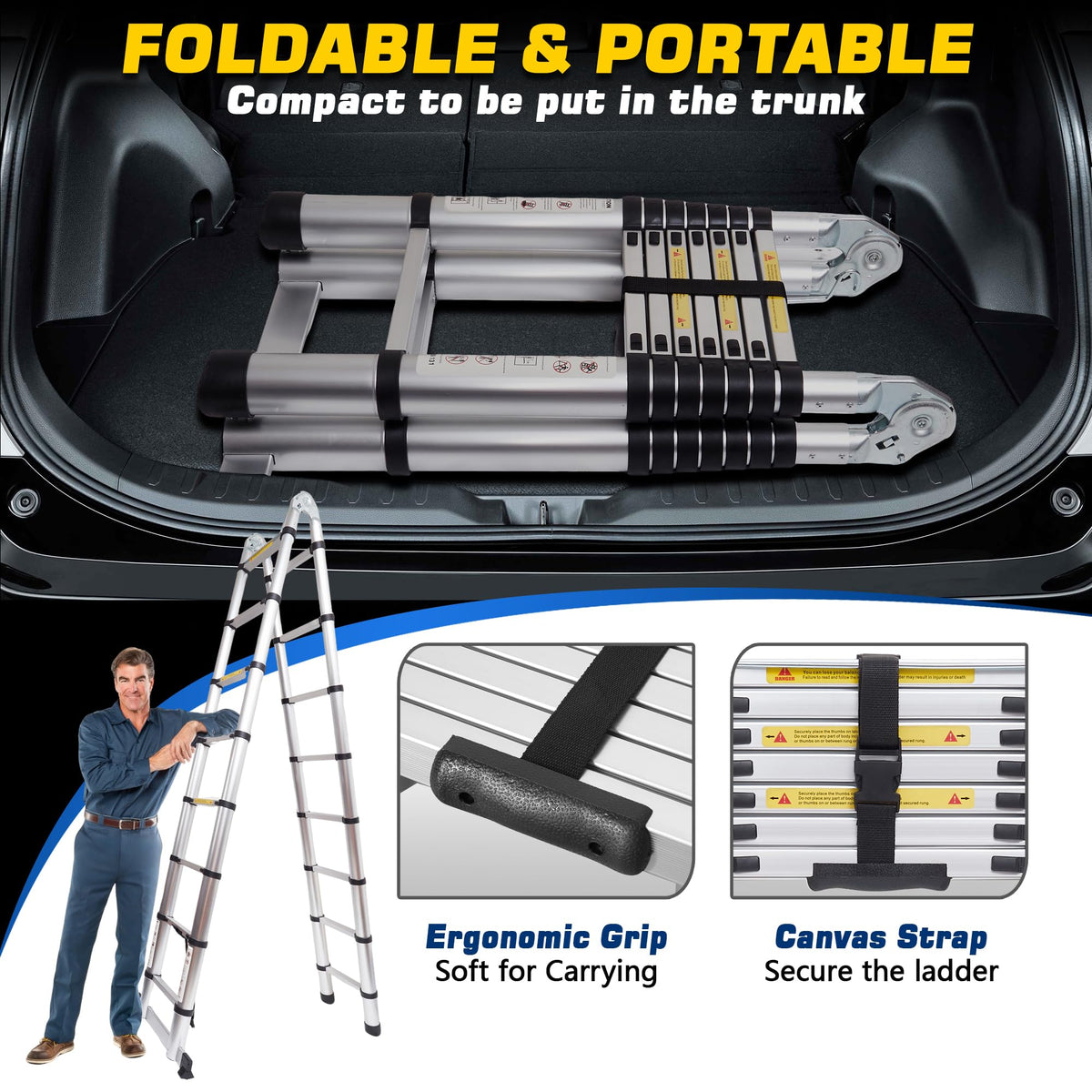 16.5FT Telescoping Ladder with Stabilizer Bar V752996