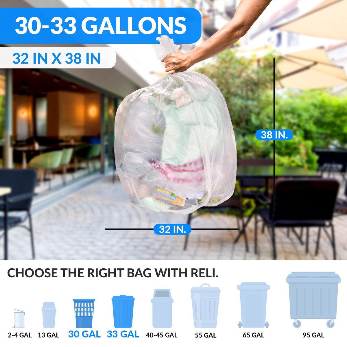 30-33 Gallon Heavy Duty Trash Bags W431496