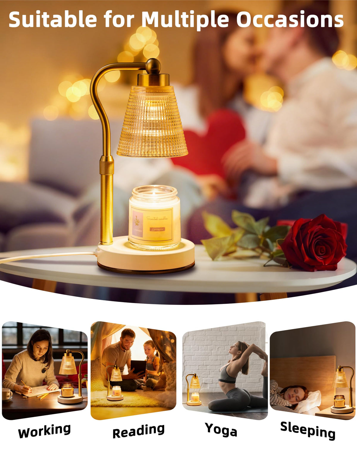 Height Adjustable Dimmable Candle Warmer Lamp with Timer B853810