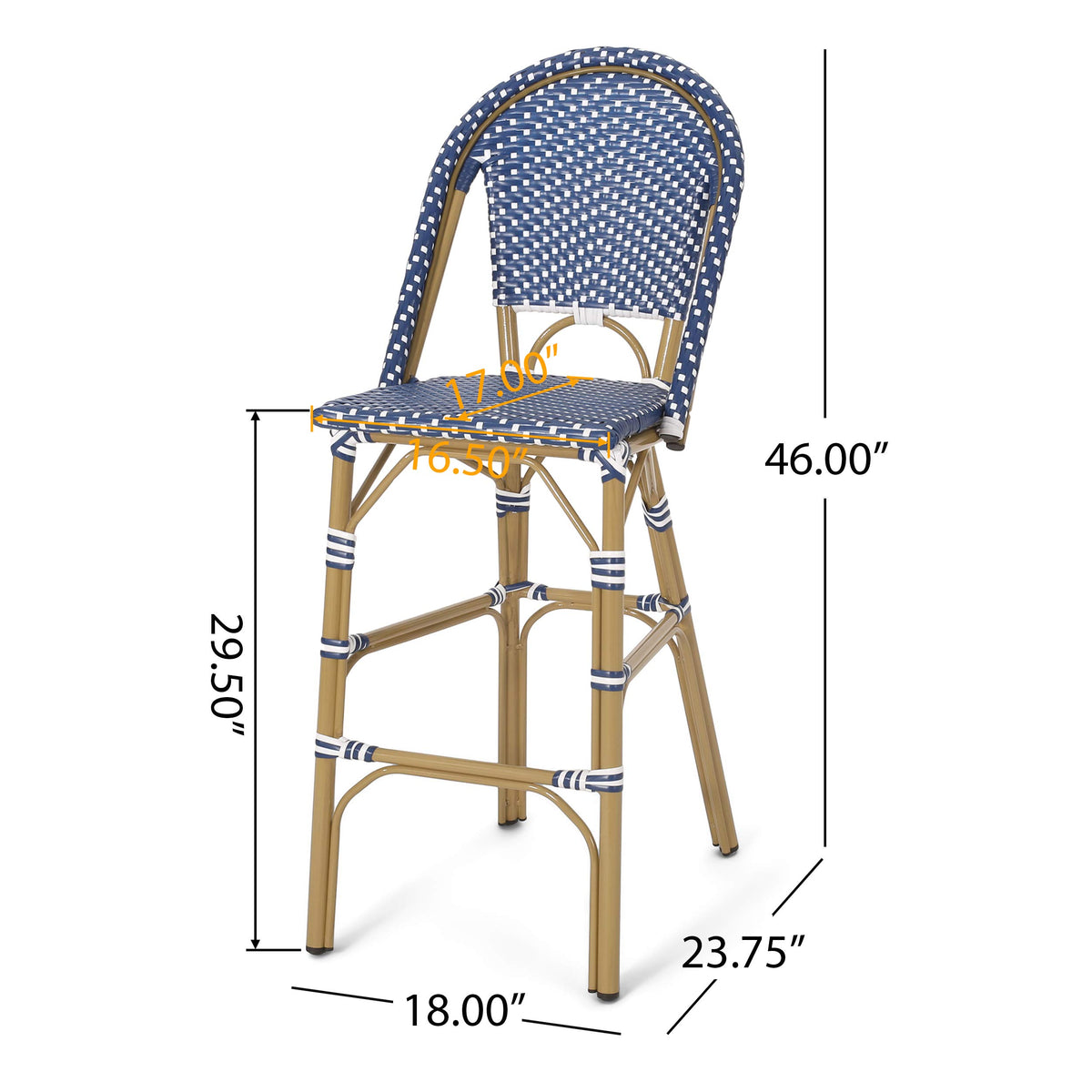 Dark Teal and White PE Rattan Bar Stool Set of 2 P48277