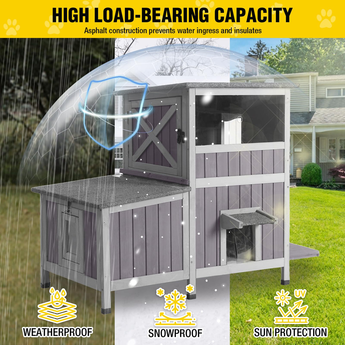 Heated Insulated Outdoor Cat House with Liner B540935