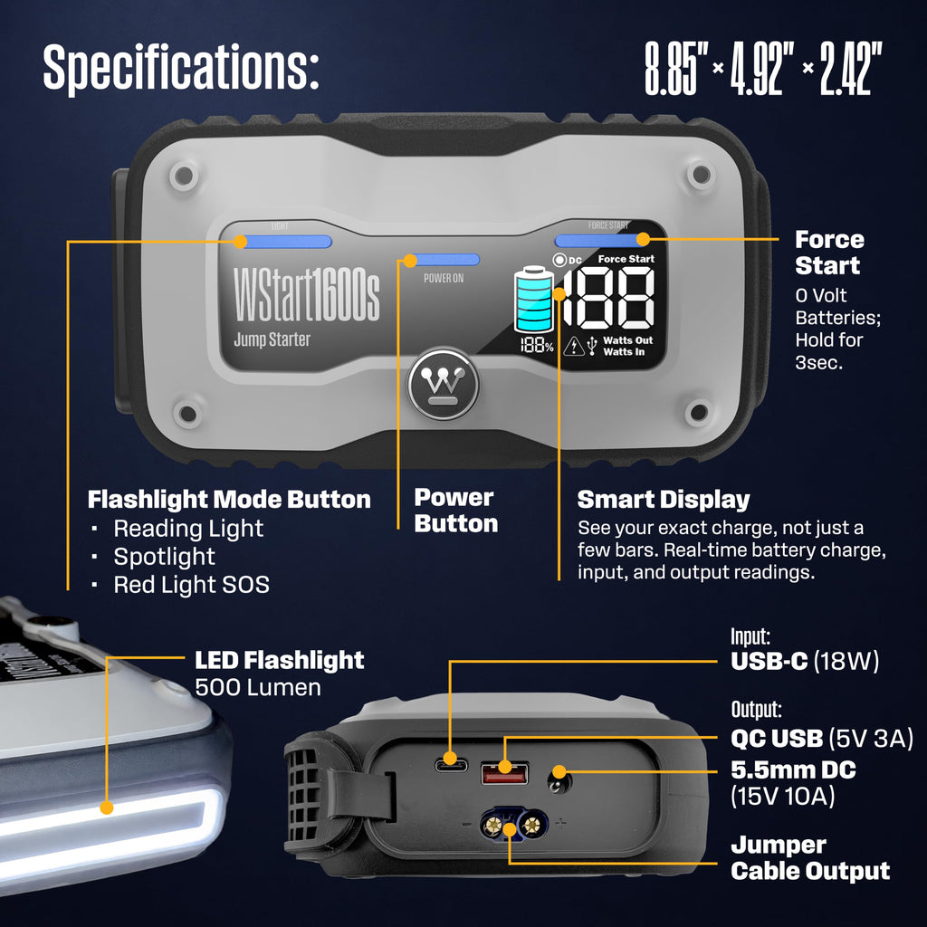 Portable Jump Starter & USB Power Bank 12V Car Battery Booster V589910