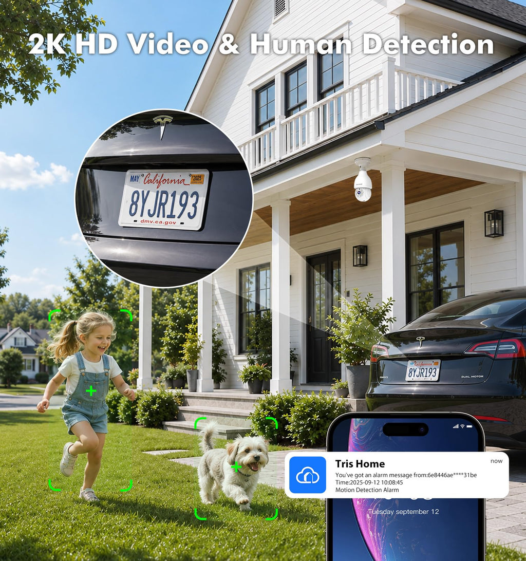 2K Light Bulb Security Camera, 5G/2.4G WiFi, 2 Pack A263864