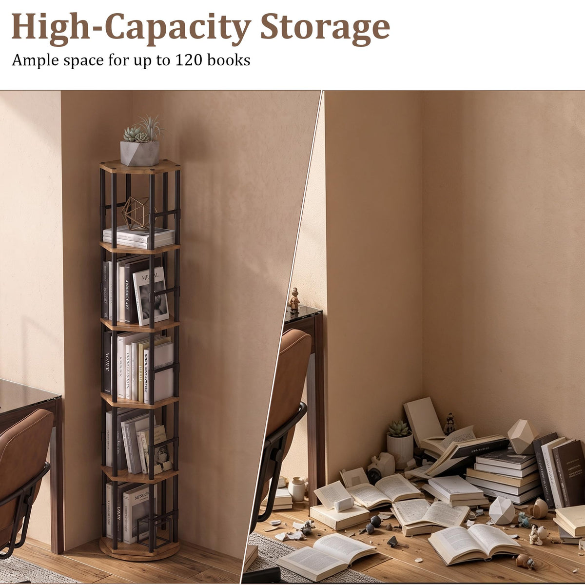 5-Tier Rotating Bookshelf Tower R833056