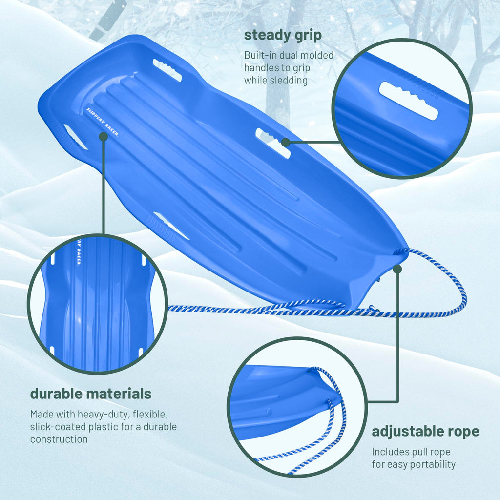 Plastic Toboggan Snow Sled with Pull Rope and Handles P992