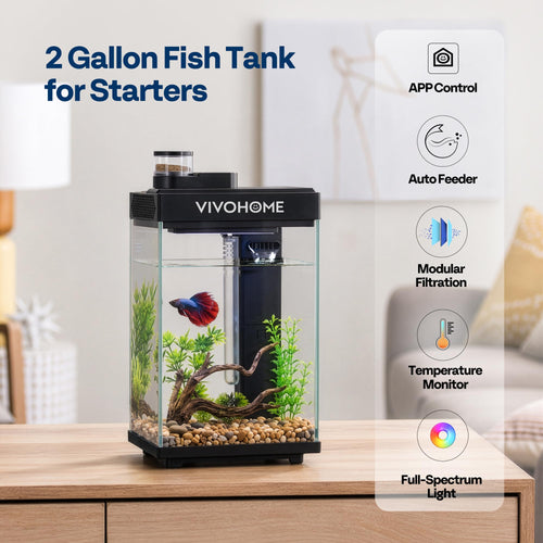 2 Gallon Smart Fish Tank with Auto Feeder H543