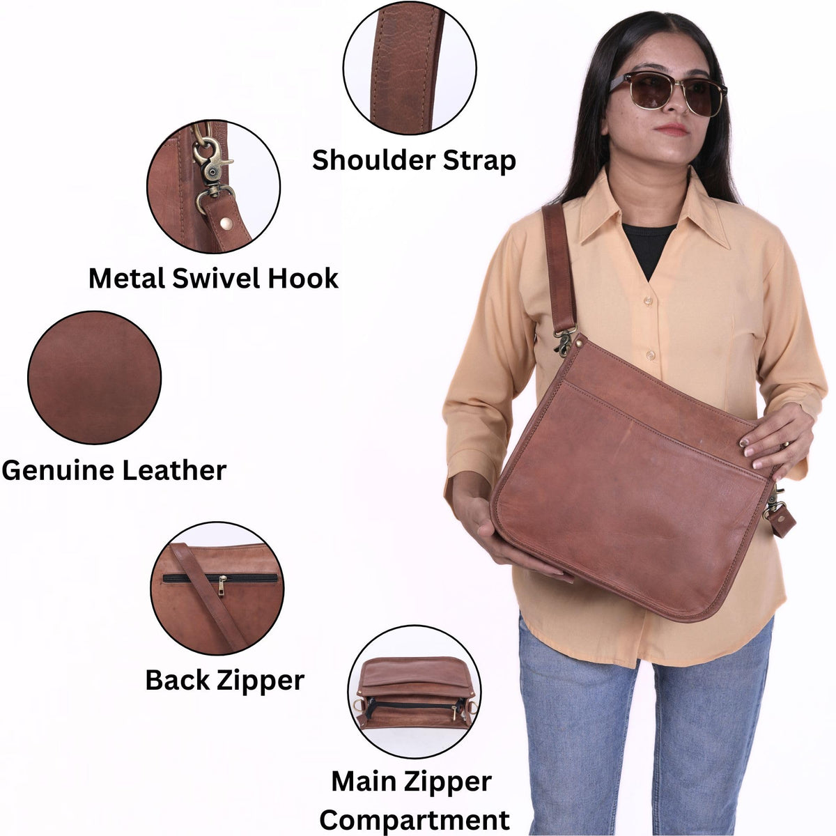Genuine Leather Crossbody Purse E9342
