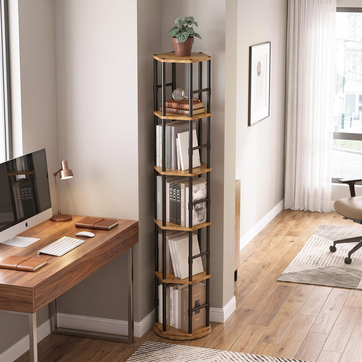 5-Tier Rotating Bookshelf Tower R833056