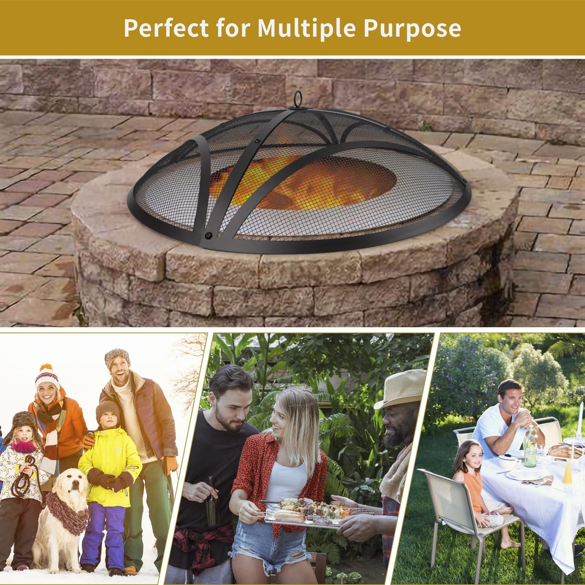 32In Reinforced Steel Round Fire Pit Screen Cover L75255