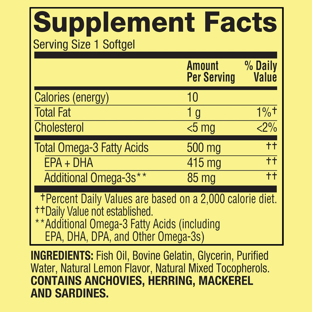 Omega 3 500mg Fish Oil Softgels 60 Count F37801