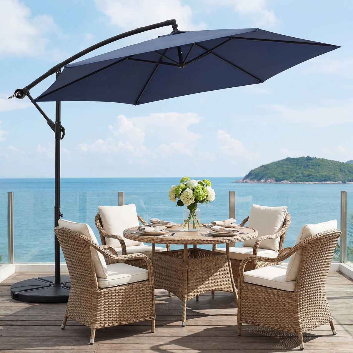 Offset Cantilever Patio Umbrella with Tilt and Crank E194