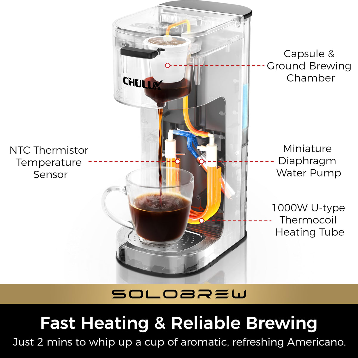 Single Serve Coffee Maker with Ground Filter D8474