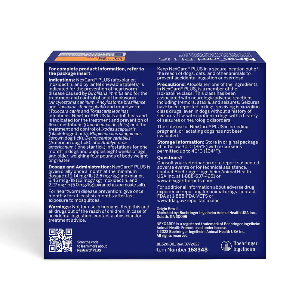 Flea and Tick Heartworm Preventive Soft Chewables for Dogs 4-8 lbs 6 Chews X3085