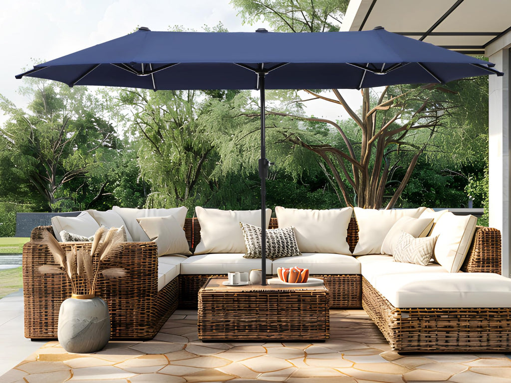13ft Navy Rectangle Outdoor Patio Umbrella G12305