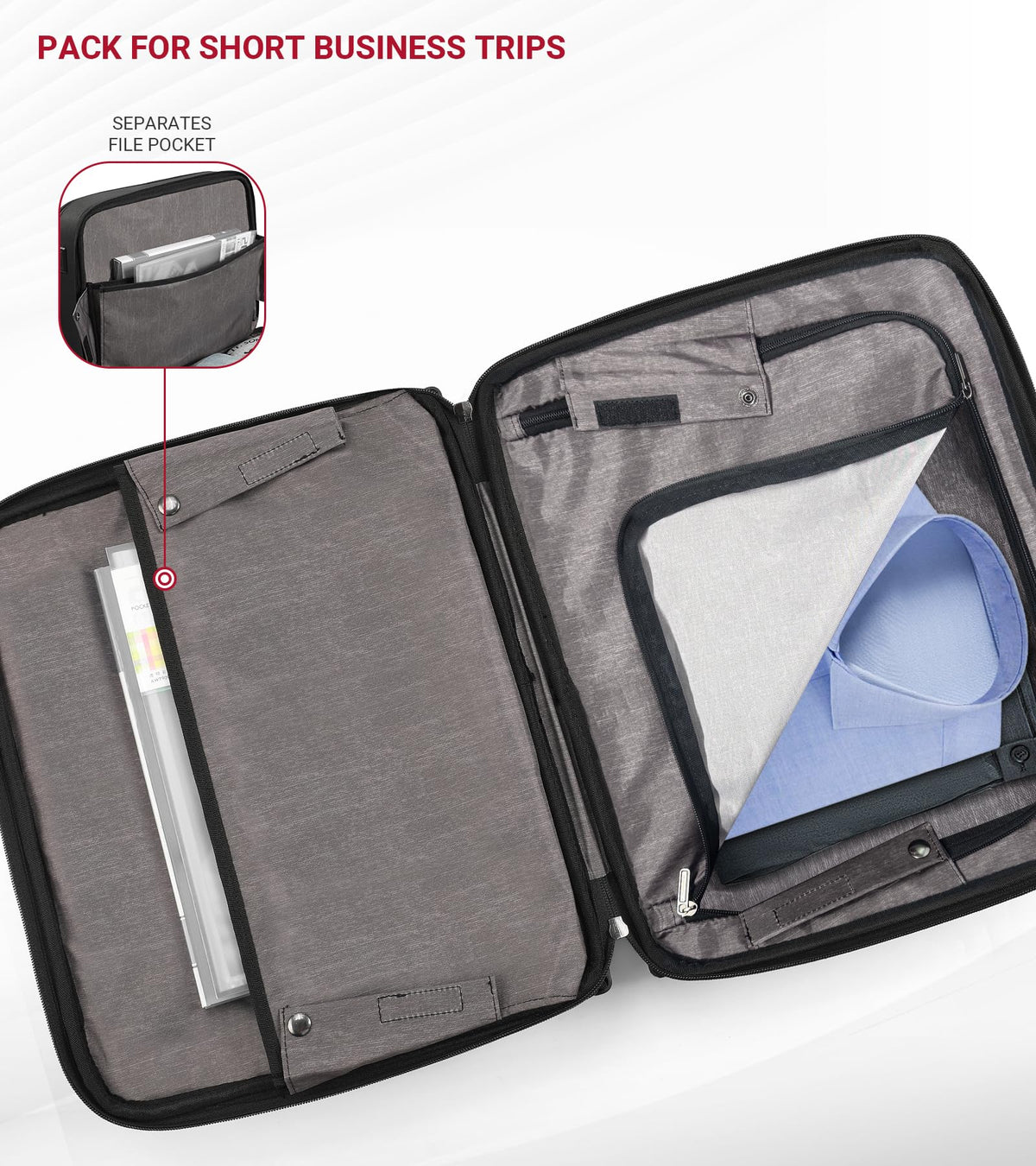 Rolling Laptop Bag with USB & Type-C Charging Port, Water Resistant 17.3 Inch K8874