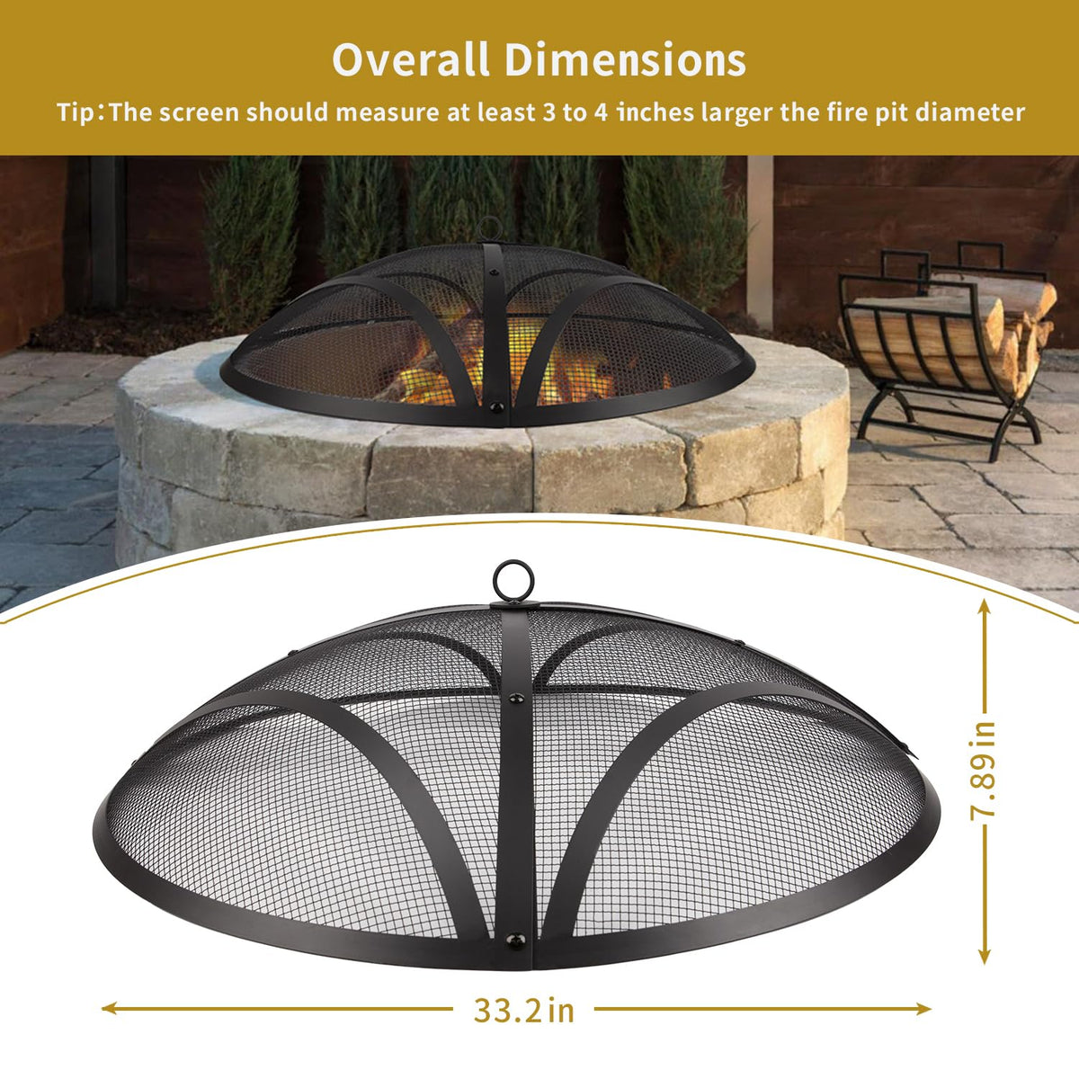 32In Reinforced Steel Round Fire Pit Screen Cover L75255