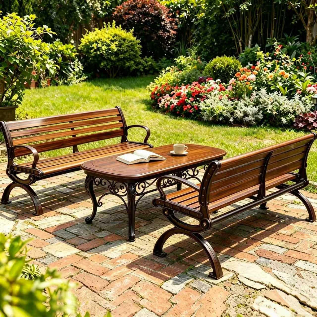 70" Aluminum Alloy Outdoor Bench with Armrest O66035