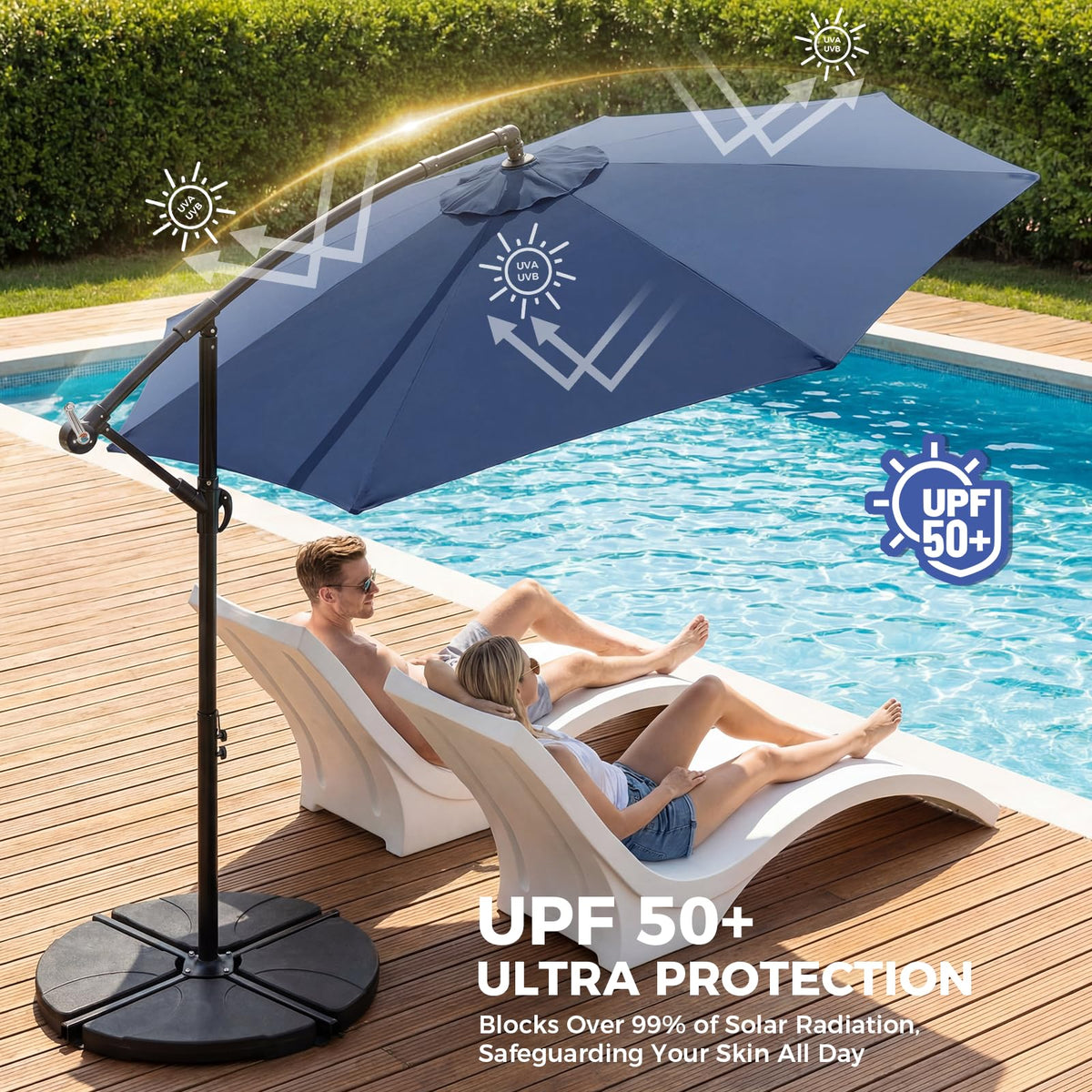 Offset Cantilever Patio Umbrella with Tilt and Crank E194