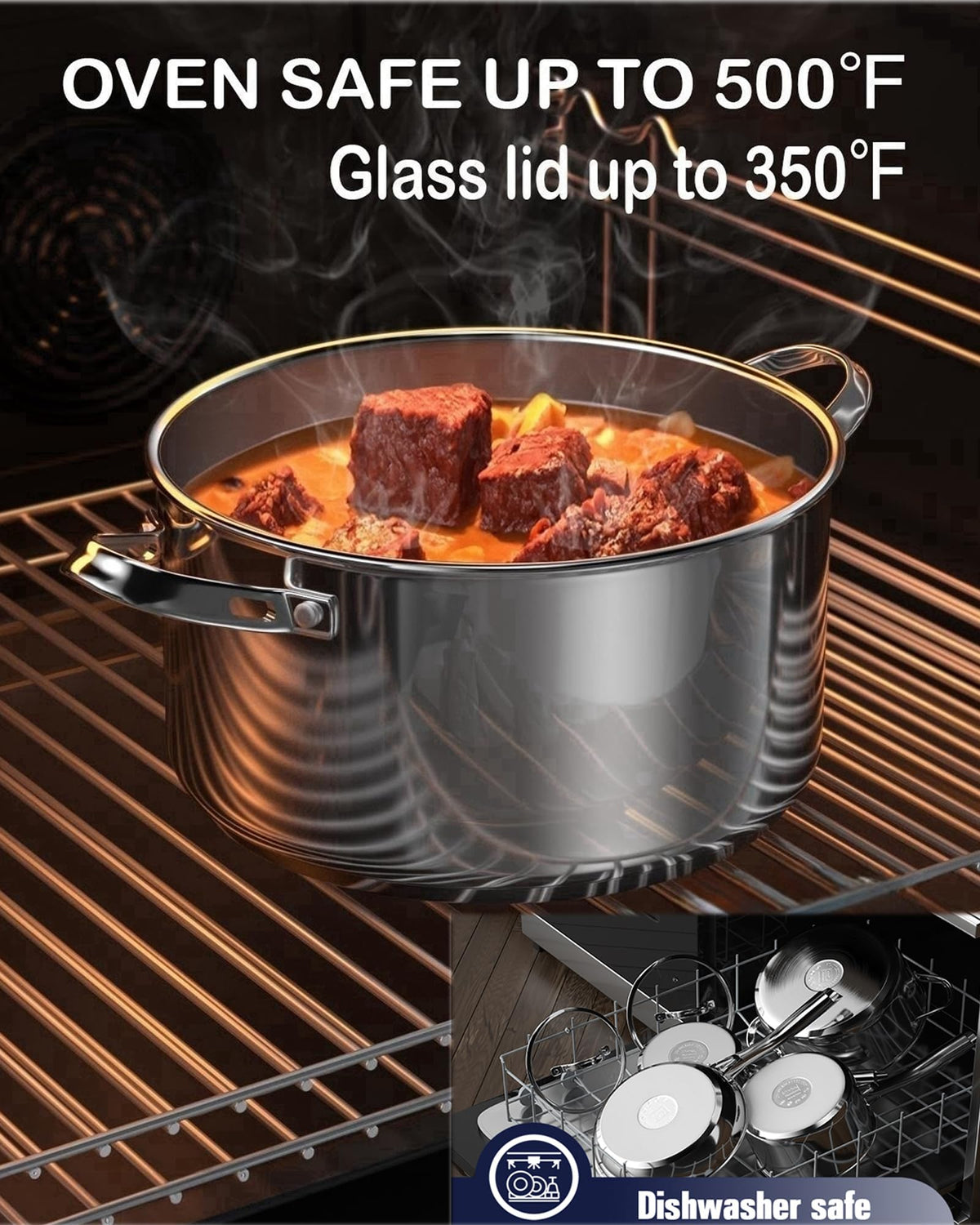 7 Quart Stainless Steel Stock Pot with Lid R605425