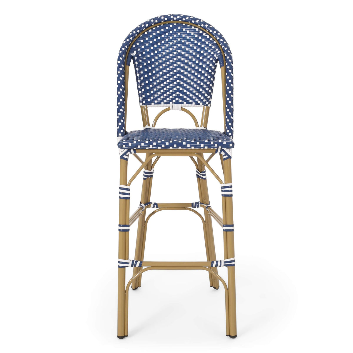 Dark Teal and White PE Rattan Bar Stool Set of 2 P48277