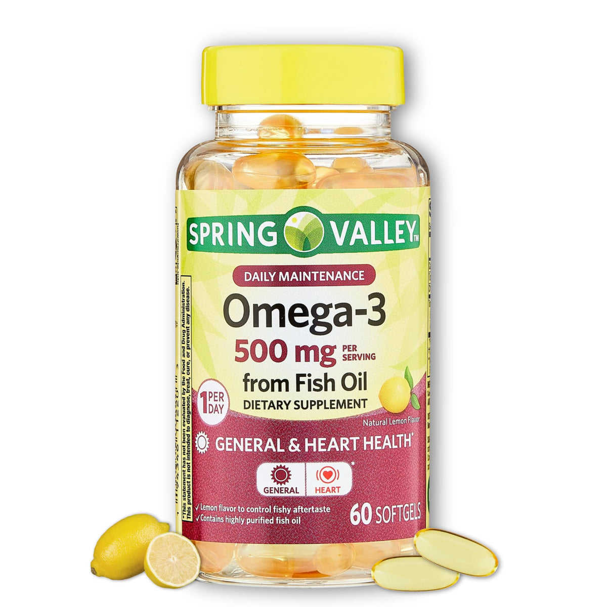 Omega 3 500mg Fish Oil Softgels 60 Count F37801