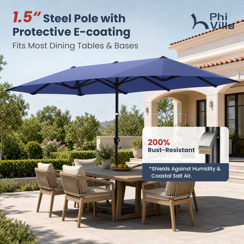 13ft Navy Rectangle Outdoor Patio Umbrella G12305