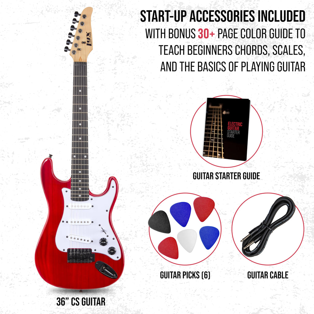 30” Electric Guitar Kit with Amp Cable, 6 Picks, Solid Wood Body, Red V172167