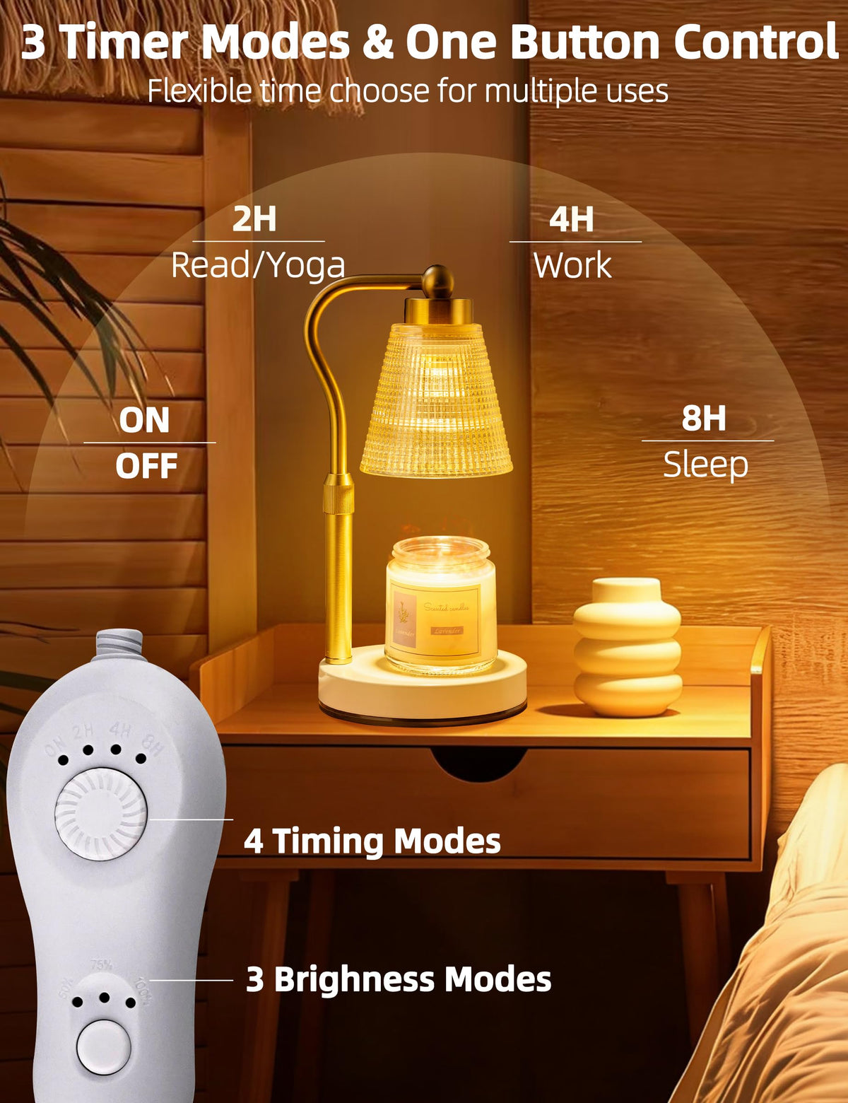 Height Adjustable Dimmable Candle Warmer Lamp with Timer B853810