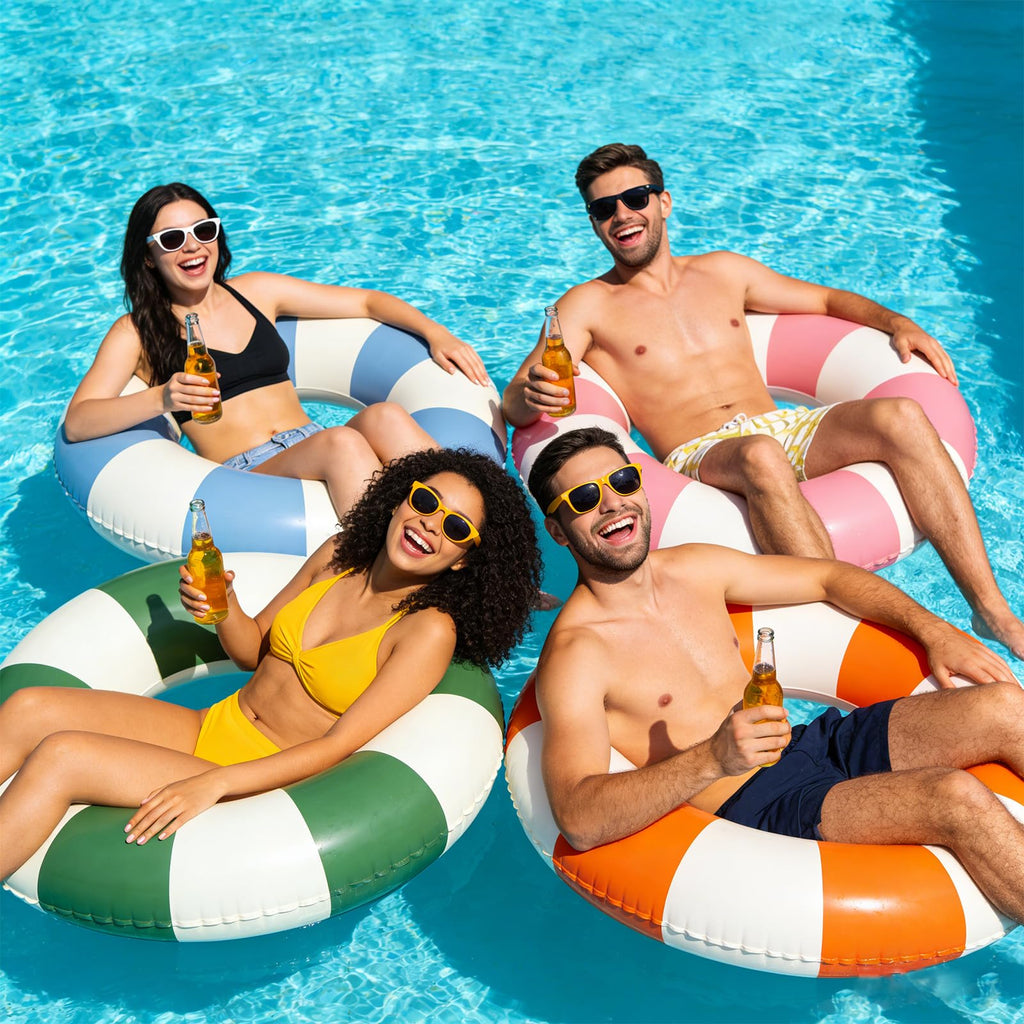 Large Inflatable Pool Float 36 Inch Striped Swim Rings G386916