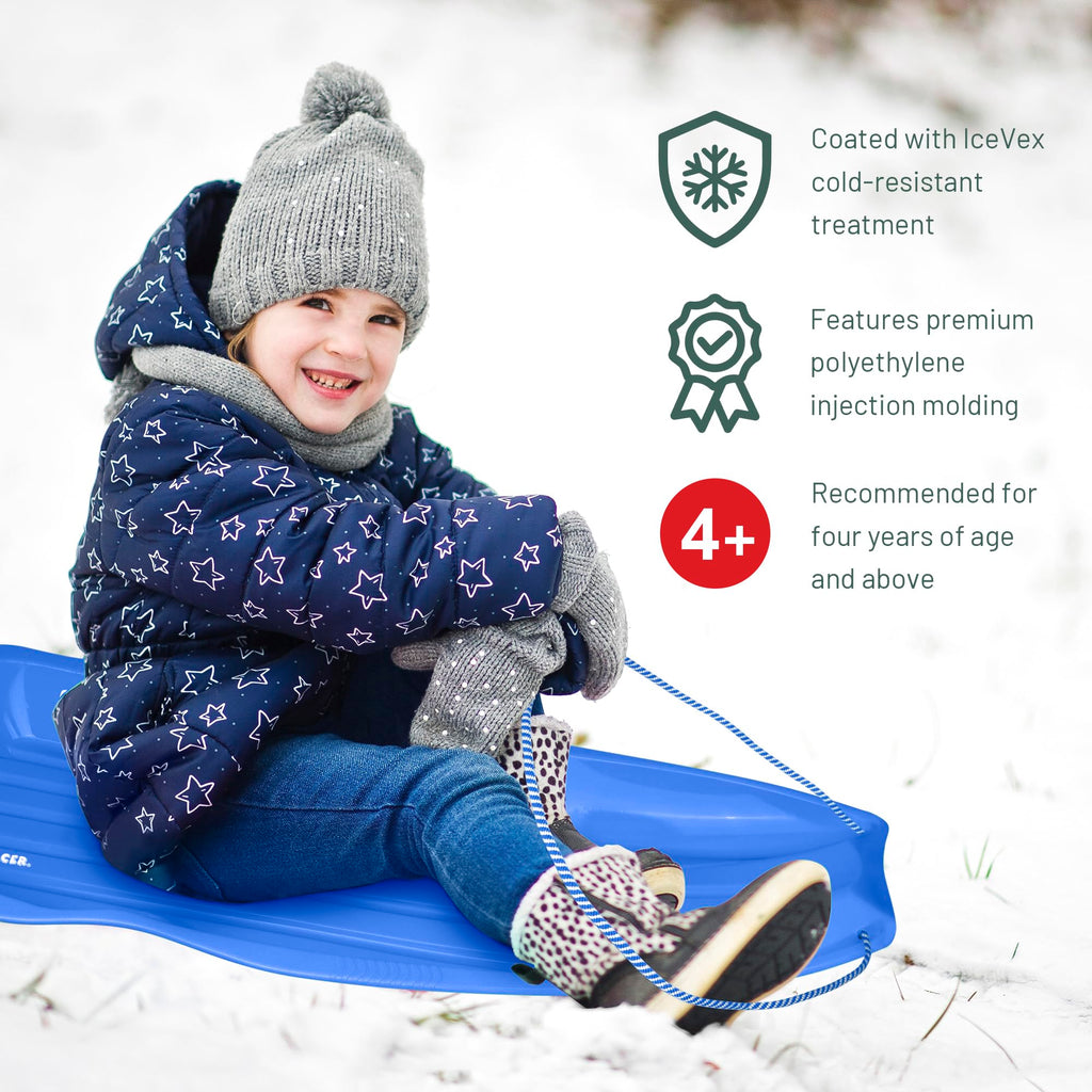Plastic Toboggan Snow Sled with Pull Rope and Handles P992