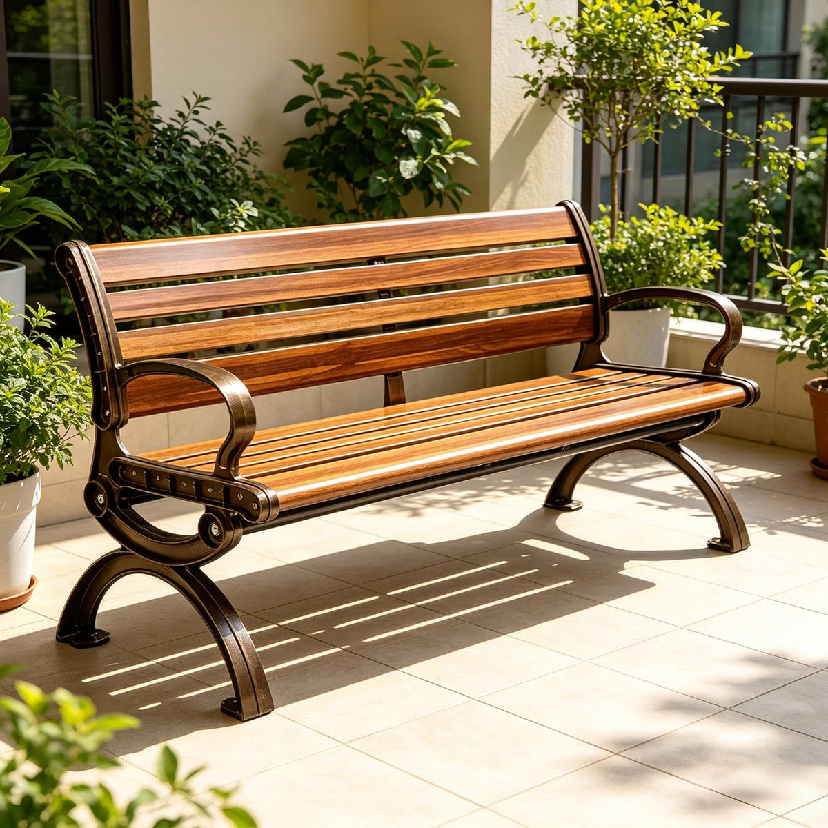 70" Aluminum Alloy Outdoor Bench with Armrest O66035