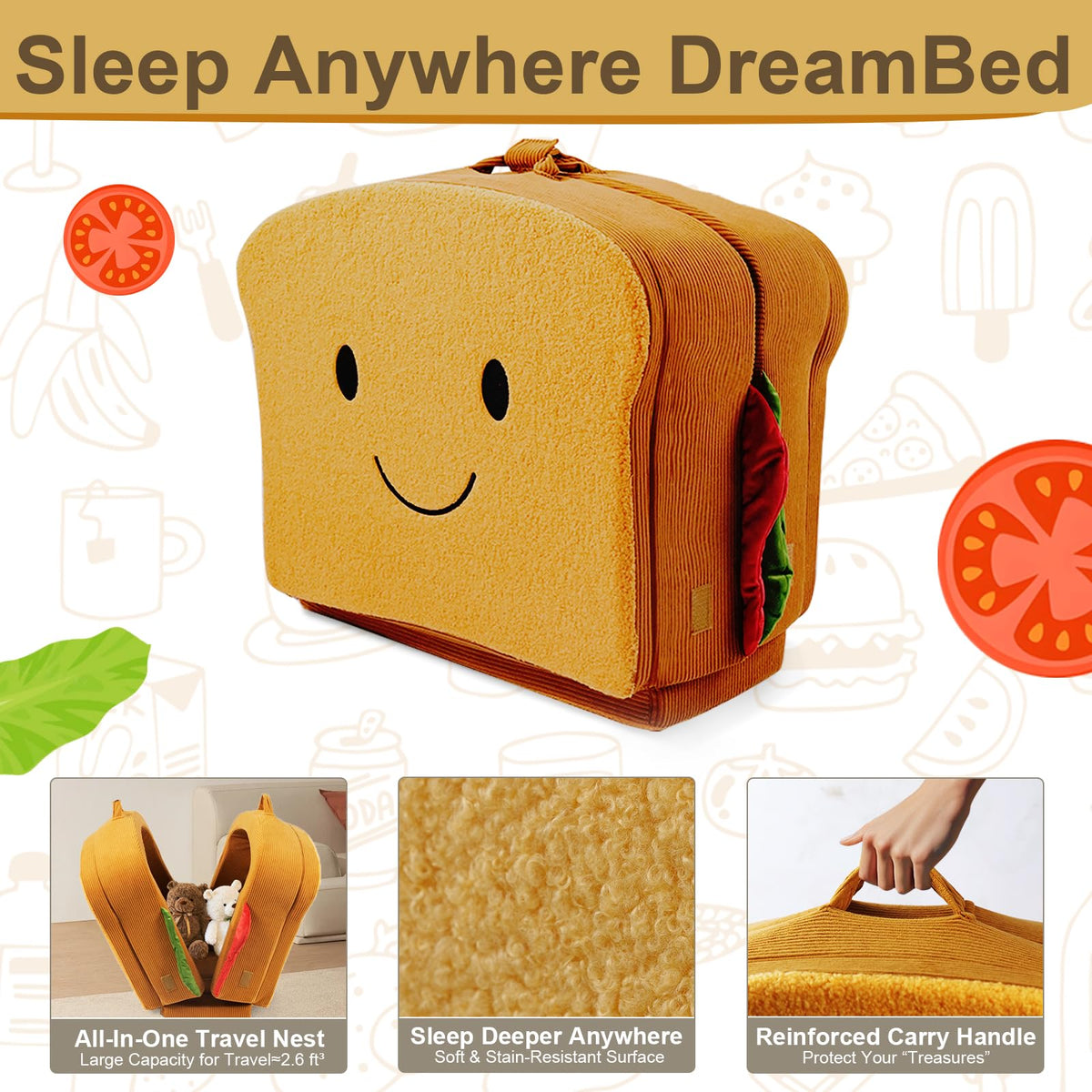 Portable Foldable Soft Foam Toddler Travel Bed with Safety Rail N931979