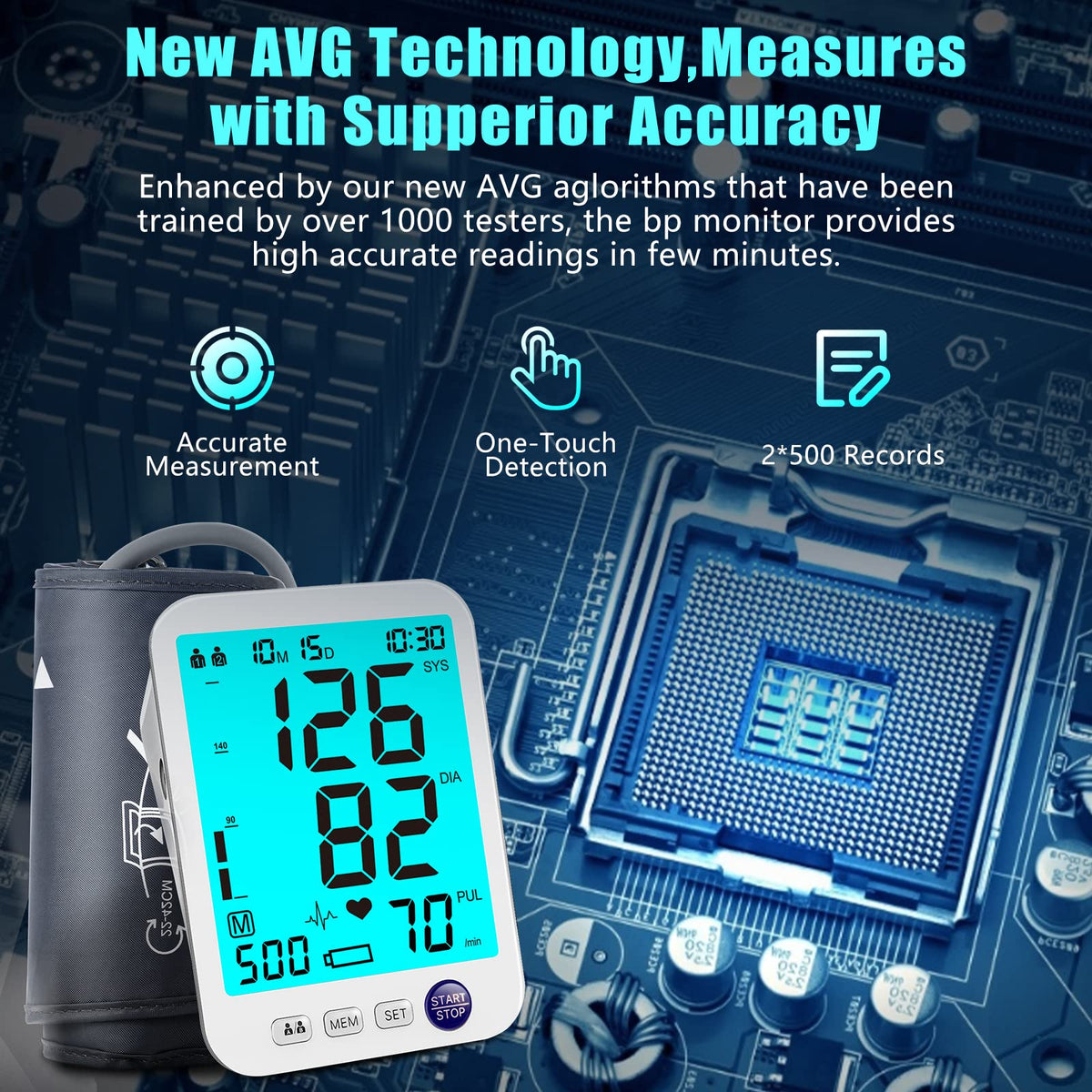 Automatic Digital Blood Pressure Monitor Upper Arm Adjustable Cuff V958