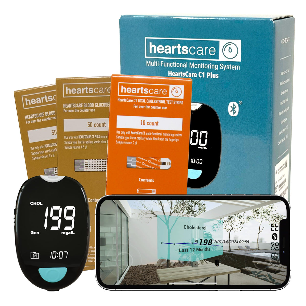Total Cholesterol Meter Test Kit with TC 10 Count and BG 100 Count M540828
